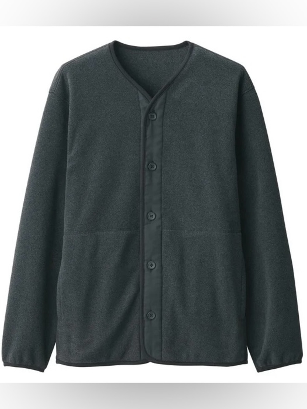 New Muji Men's unisex Button-Front Fleece Cardigan Sweater Charcoal Grey S Small